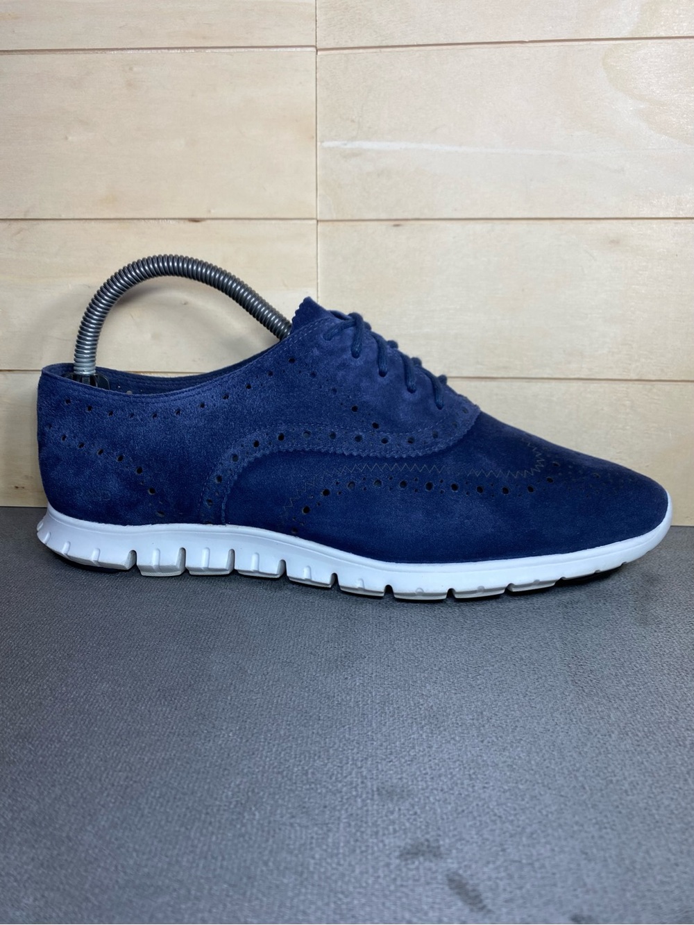 Cole Haan Zerogrand Suede Wingtip Oxfords Women's Size 8.5 C Shoes Navy White